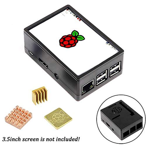 Etoput Case for Raspberry Pi 4B/3B+ (B Plus) and 3.5 inch TFT Touch Screen with Heat Sink, Dual USE, Black