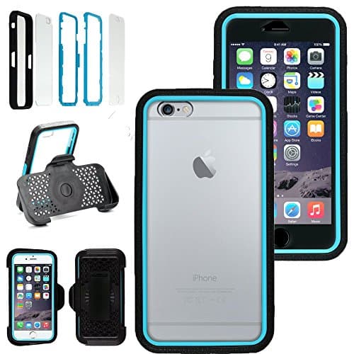 For iPhone 6/6S Case, Kecko® Heavy Duty Protective Clear Shockproof Slim Bumper Rugged Hybrid Soft Case W/ Screen Protector And Belt Clip Holster for Apple iPhone 6/6S (Blue)