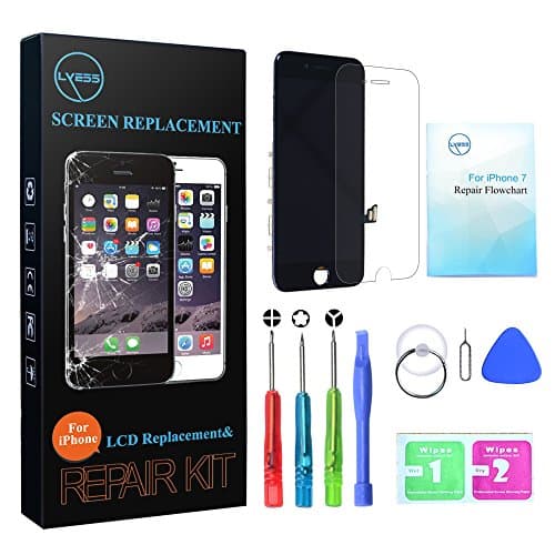 Black for iPhone 7 Screen Replacement with 3D Touch - LYESS LCD Display Touch Digitizer Frame Assembly Set for iPhone 7 4.7 inch, Free Tools Kit Included