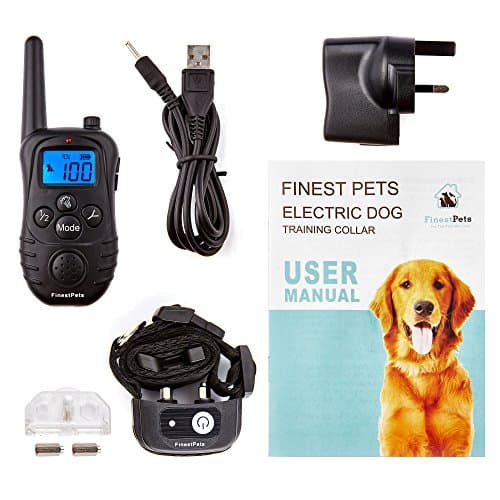 Anti Bark Dog Pet Training Electronic Collar Device. Static Shock, Vibration, & Beep Modes, Rechargeable Rain And Waterproof, Boosts Range To 300 Yards By Finest Pets®