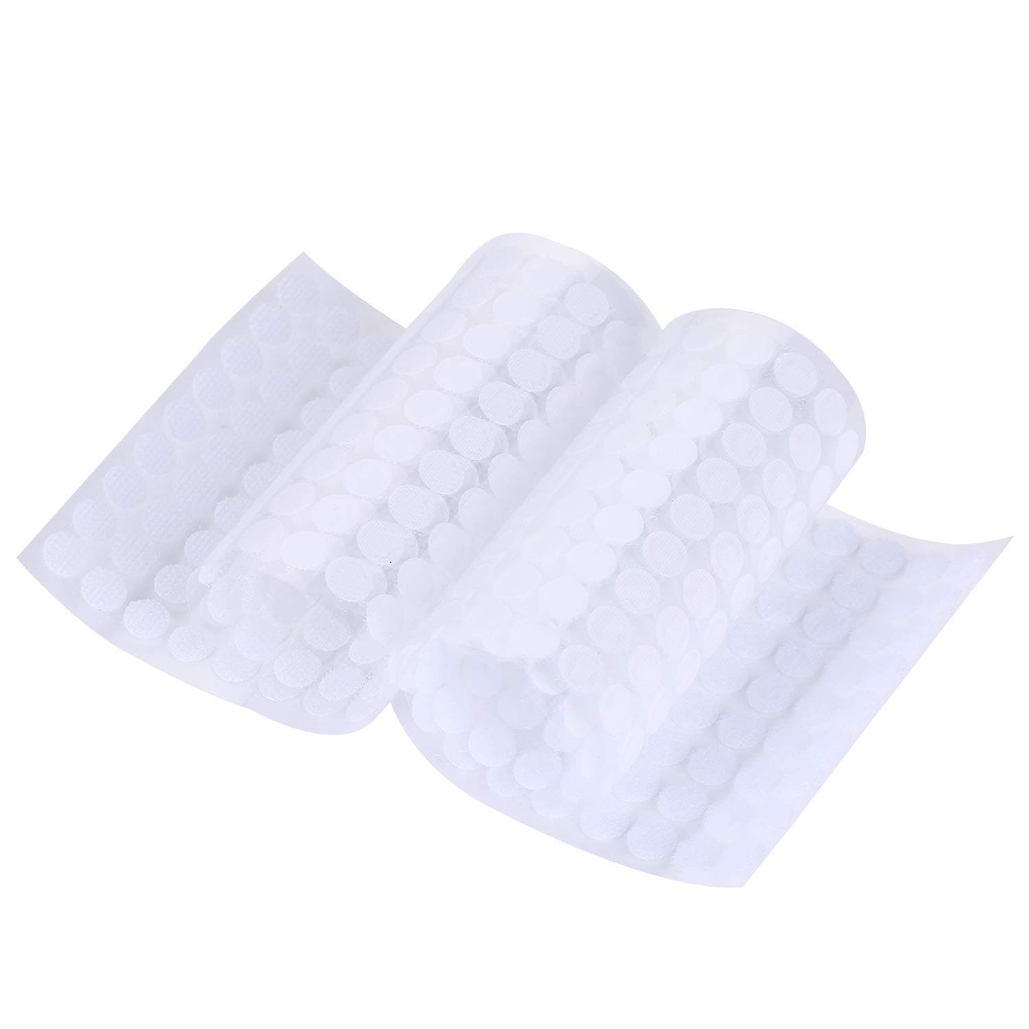 VABNEER Hook and Loop Dots Self Adhesive Dots Tapes 10mm Hook and Loop Coin Dots Double Sided Round Dot Coins Self Adhesive Tapes (White,500pcs/set)