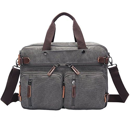 3-Way Convertible Briefcase Laptop Backpack Messenger Bag Backpack for Man Women (Gray)