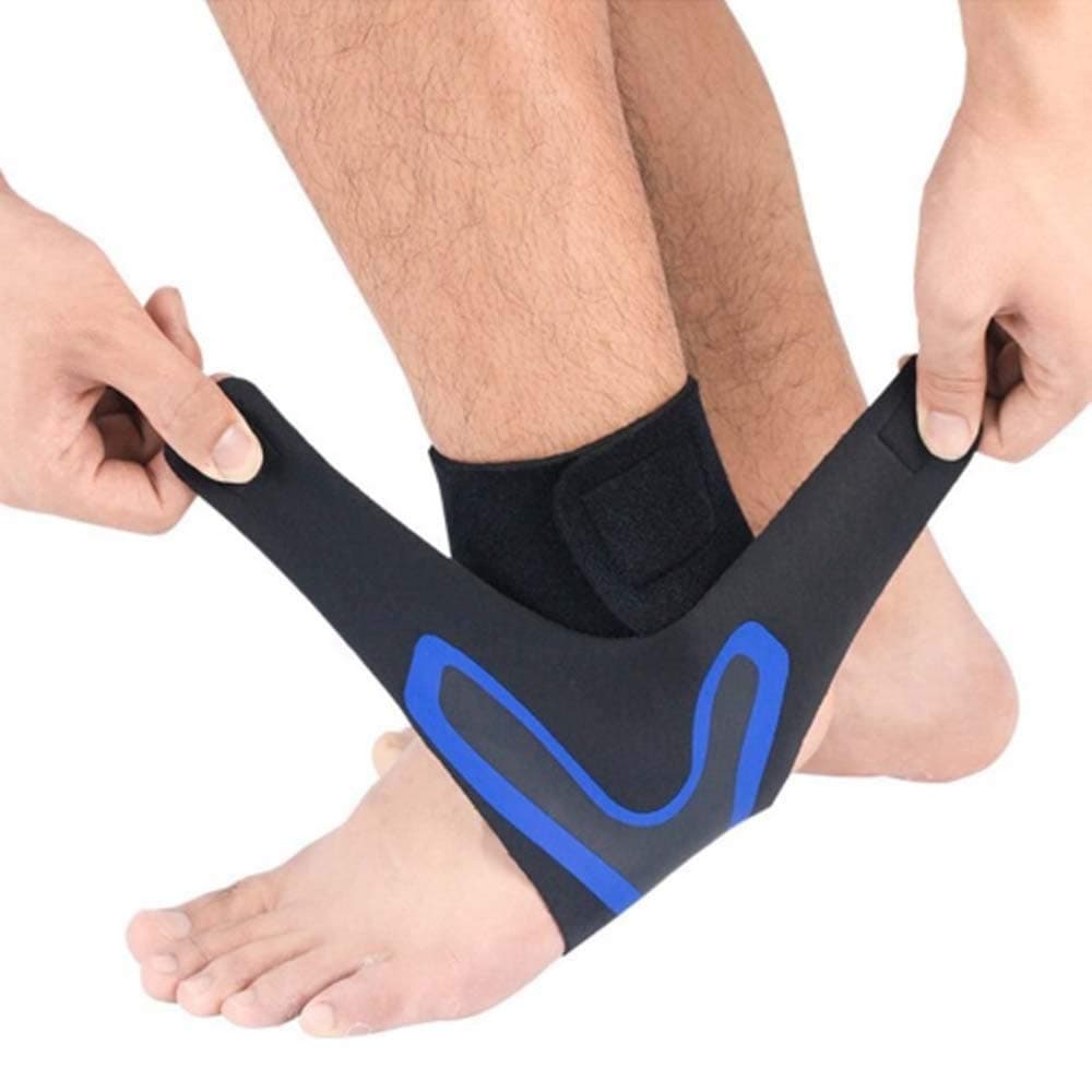 Walk Savior Adjustable Angle Brace,Walk-Hero The Adjustable Elastic Ankle Brace -1 Pair (Black-Blue, XL)