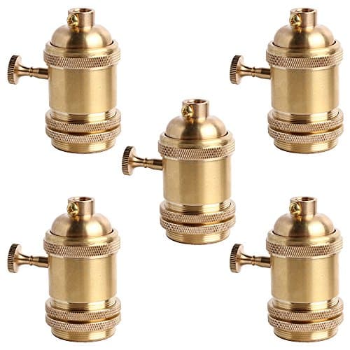 Motent Industrial Solid Brass Retro Knob Light Socket Lamp Holder for Edison E26/ E27 Screw Bulb Base - Copper (5pcs / Lot)