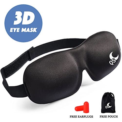 Sleep Mask, Light Blocking, Features Memory Foam, Insomnia Aid, Includes Carry Pouch and Ear Plugs, For Travel, Shift Work, Meditation, Migraines by Quiet Sound