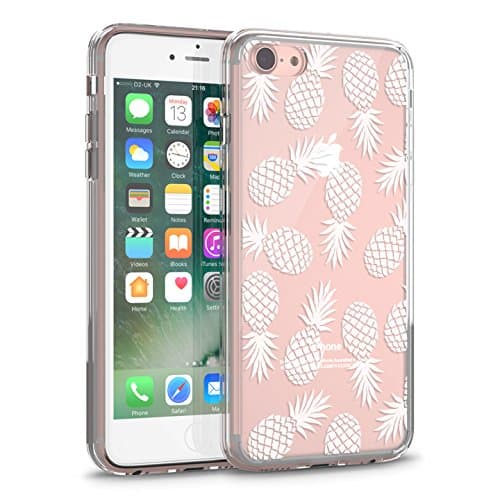 iPhone 7 Case, iPhone 8 Clear Case, CASESOCIETY Pineapples White Clear Design Shockproof Hard PC+ TPU Bumper Rubber Case Scratch-Resistant Cover for iPhone 7 and iPhone 8 (4.7 Inch)