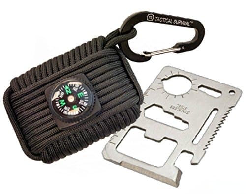 Emergency Survival Kit Bundle, Tactical Survival Multi-functional Survival Tool Card + Tactical Survival Emergency Paracord Grenade 20+ Tools