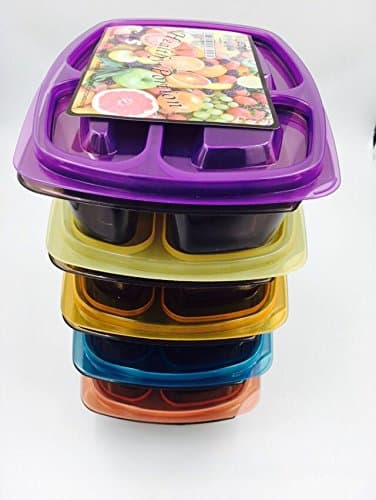 Healthy Portion Premium Meal Prep Containers/Portion Control Containers/Bento Lunch Box (Set of 5)
