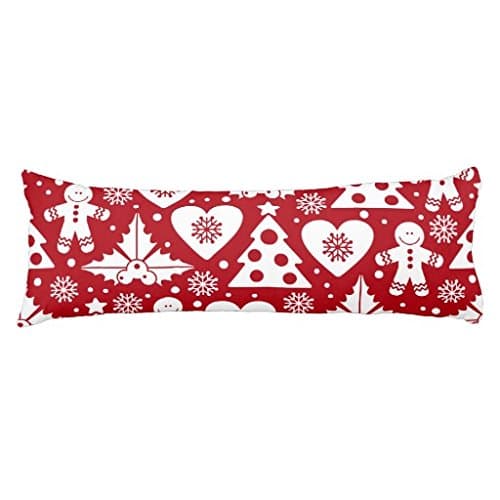 Christmas Tree and Gingerbread Man Pattern on Red Body PillowCase