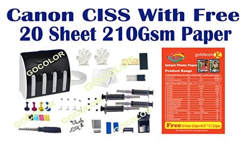GoColor Empty Continuous Ink Tank Supply System CISS Kit Compatible for Canon Cartridge 830 & 831 With 20 Sheet 4R Paper
