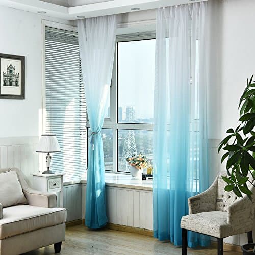 AUSWIND Gradient Grommet Top Sheer Window Curtains one Panel (72"x84", Blue)