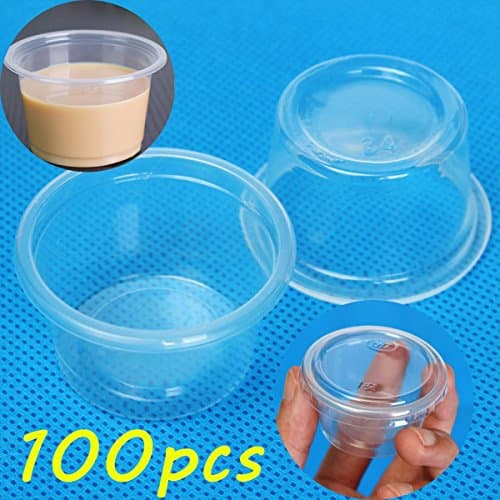 100pcs 1oz 30ml Cup With Lid Clear Plastic Pudding Jelly Sauce Cup3