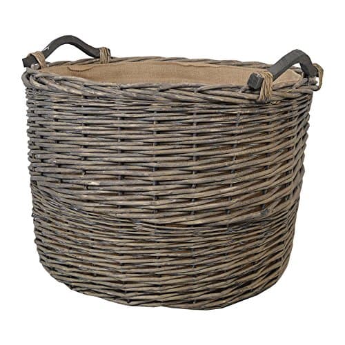 Oval Extra Large Grey Storage Log Basket W59 x D52 x H45cm / Toy Box/Wicker Bin/Gift Basket