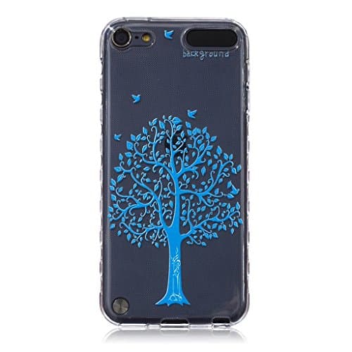 Ipod Touch 5 Case, Touch 6 Case, Chinstyle Ipod Touch 5 5th / 6th Generation Case Slim Soft Wavy Edge Clear TPU Gel Case Classic Blue Tree Pattern Back Cover