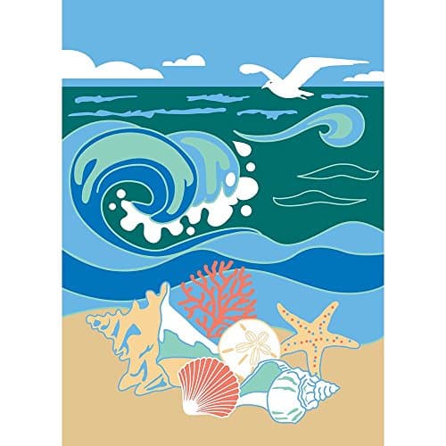 Seashells At Surf On Seafoam Tides 13 x 18 Rectangular Small Garden Flag