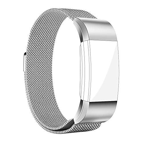 Alrite X-Large Fitbit Charge 2 Bands, Milanese Loop Stainless Steel Replacement Bracelet Strap with Magnet Closure for Fitbit Charge 2 HR Smart Watch (Silver)