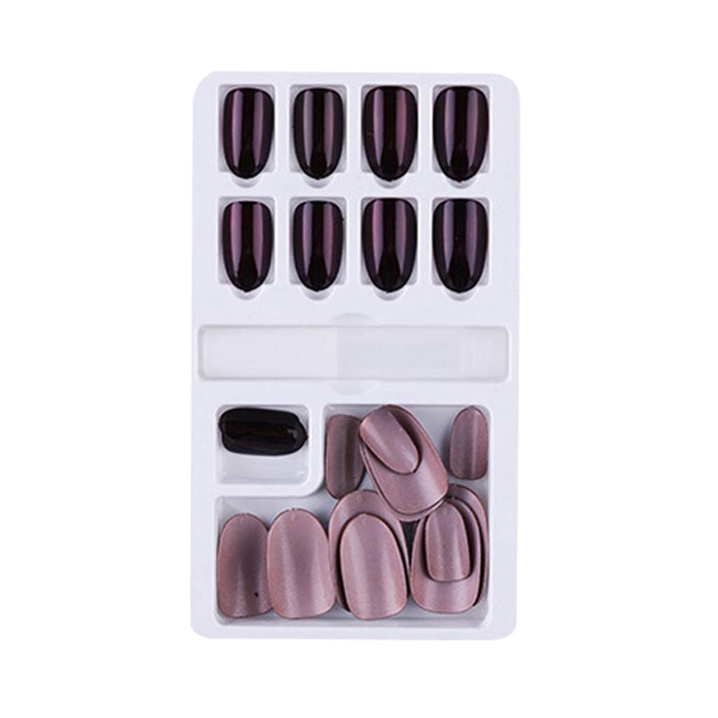 Fake Nails Tips, 24pcs Reusable Stick-On False Nails Removable Wearable Full Cover Nail Art Decoration Manicure Sticker Tools with Manicure Accessories Kits for Women, Girls (H)