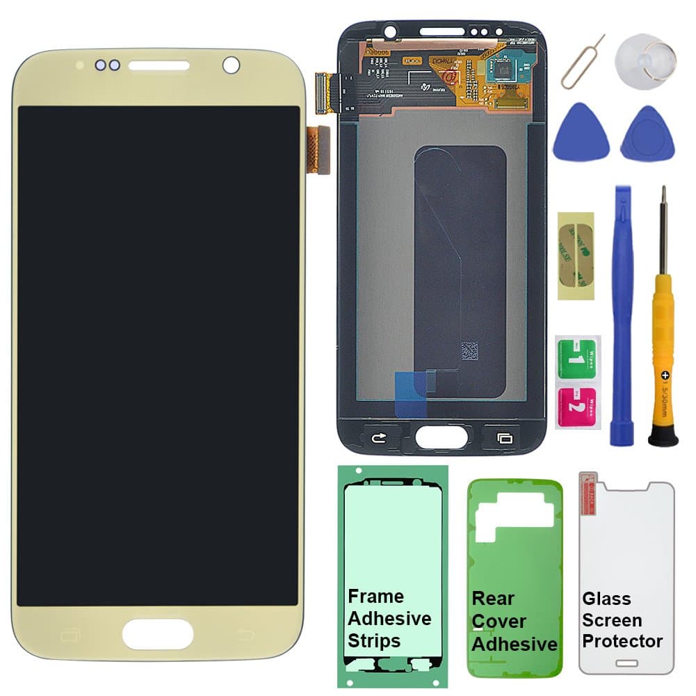 Display Touch Screen (AMOLED) Digitizer Assembly for Samsung Galaxy S6 (5.1 inch) G9200 G920A G920P G920T G920V G920R4 G920F G920I G920FQ G920K G920L G920S (for Phone Repair Replacement) (Gold)