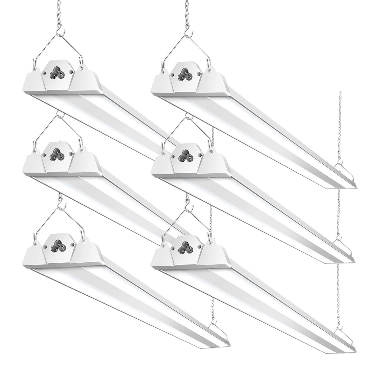 Bbounder 6 Pack Linkable LED Utility Shop Light, 4 FT, 4000 LM, 48 Inch Integrated Fixture for Garage, 40W Equivalent 300W, 5000K Daylight, Suspension Mount