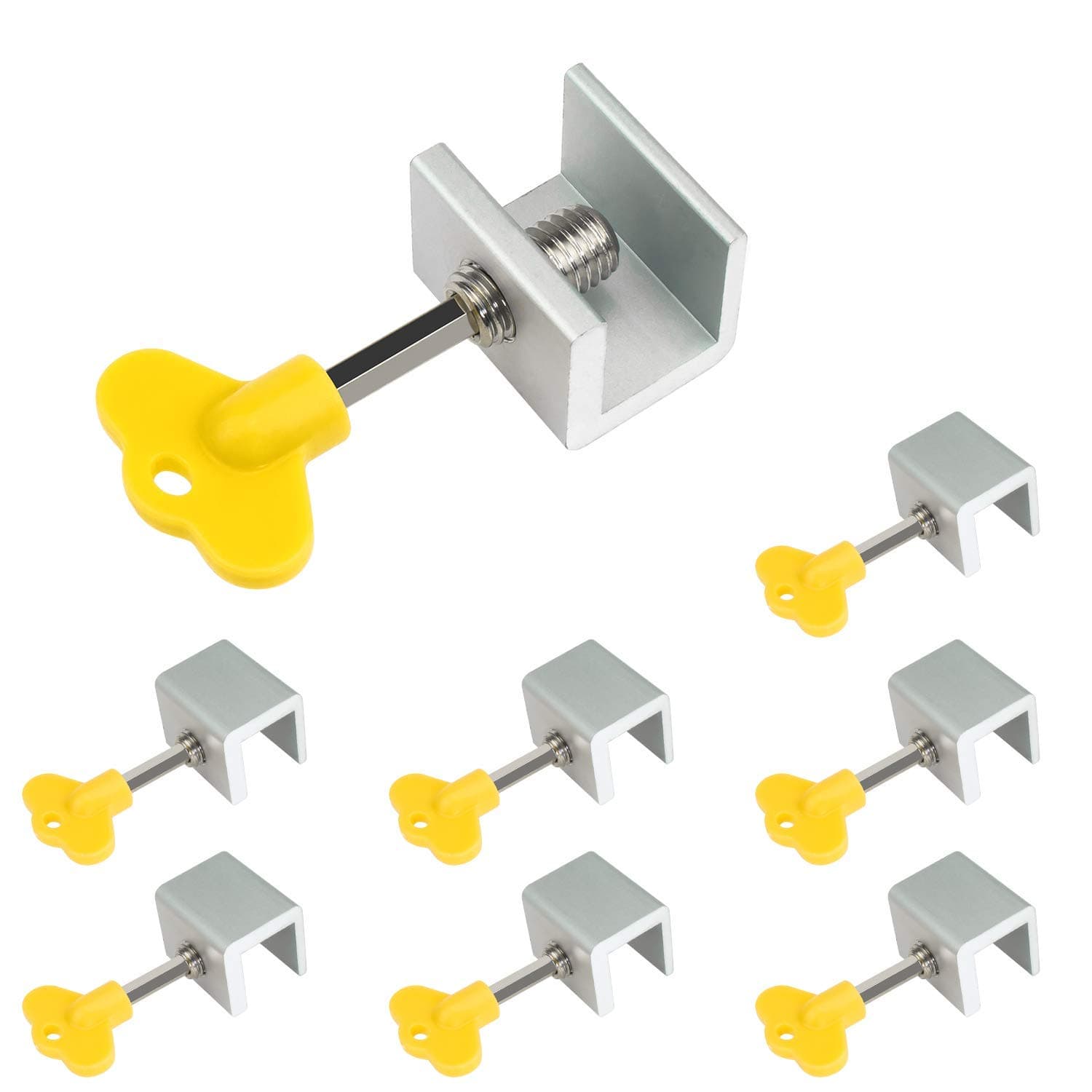 8 Pack Sliding Windows Lock Stop for Home & Office, Favordrory Sliding Security Door Stop, Child Window Locks with Keys, Aluminum Alloy Door & Windows Safety Lock (8 Pack)