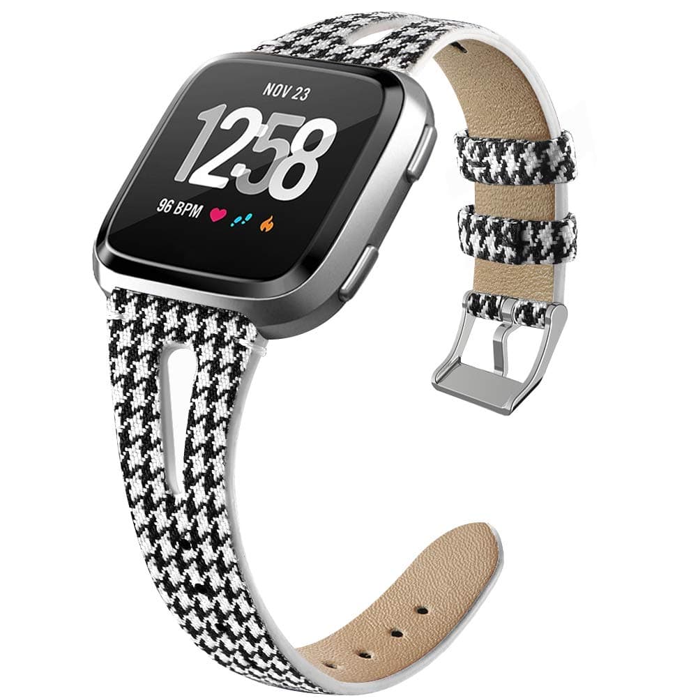 GHIJKL Compatible with Fitbit Versa/Versa 2/Versa Lite/Special Edition Bands, Slim Vintage Woven Fabric Bands Replacement Accessories Strap Versa for Women Men