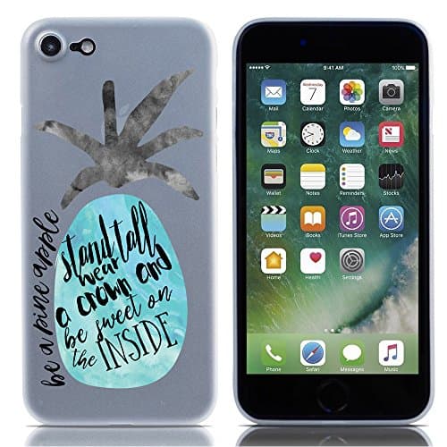 iPhone 7 Case/iPhone 8 Case - Stand Tall Wear A Crown Pineapple Quote Cool Summer Hipster Clear transparent designer Matte TPU case with drop protection-Unique Designer Trendy Case for girls women
