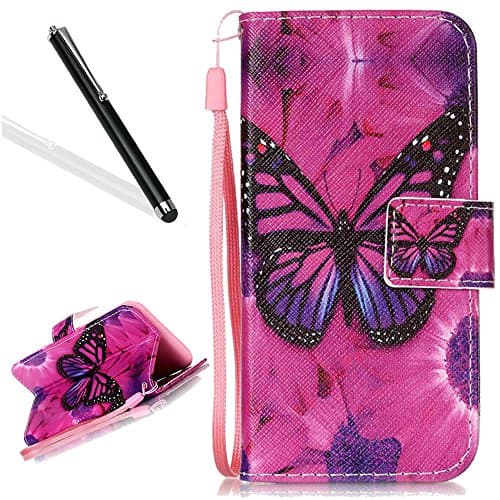 Galaxy Note 8 Wallet Case Cover,PU Leather Case for Samsung Note 8,Leeook Elegant Retro Stylish Creative Cool Rose Red Black Butterfly Pattern Design Flip Wallet Case with Card Slots Credit Card Holder Strap Pouch and Kickstand Magnetic Closure Book Style Standing Type Ultra Slim Fit Protective Folder Case Cover Skin for Samsung Galaxy Note 8 +1 x Free Black Stylus