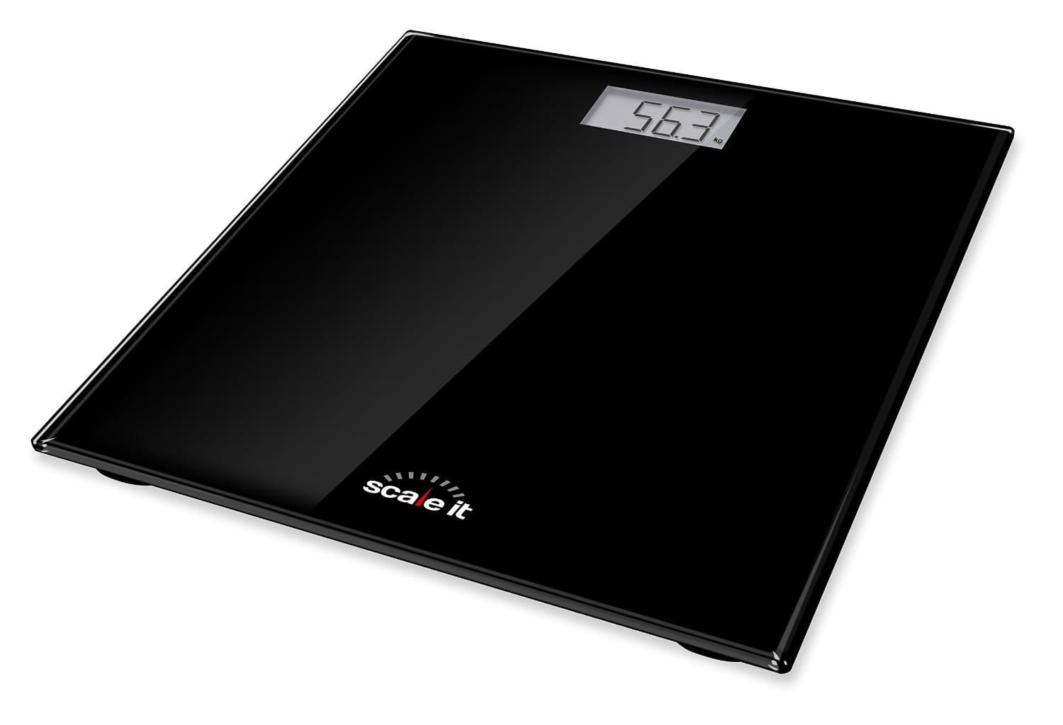 Scaleit Digital Bathroom Scale - LCD Display with Backlight - Black Tempered Glass - 400 LB Capacity