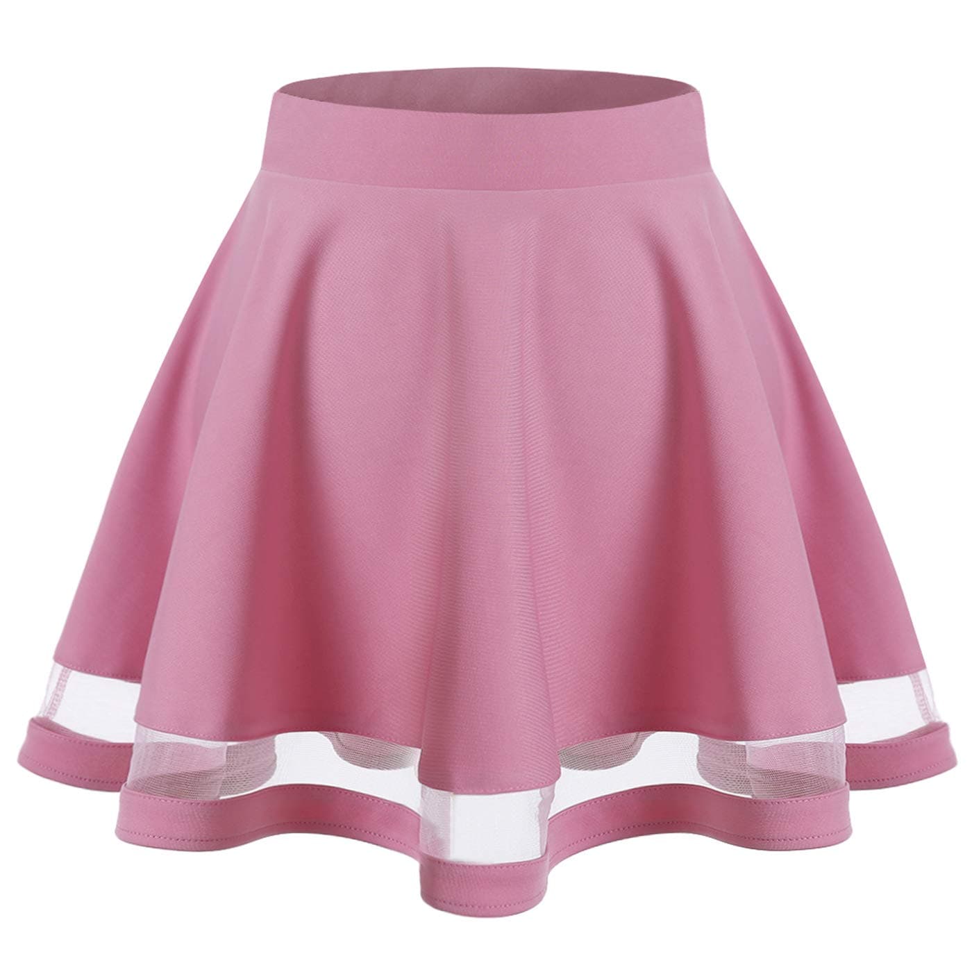 Wedtrend Women's Basic Versatile Stretchy A-line Flared Casual Mini Skater Skirt WTC10021RosePinkXL