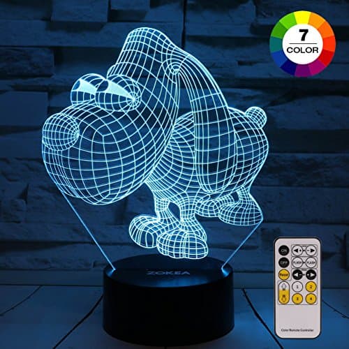 Night Light 3D lamp 7 Colors Changing Nightlight with Smart Touch & Remote Control 3D Night Light for Kids or as Gifts for Women Kids Girls Boys (Cute Dog)