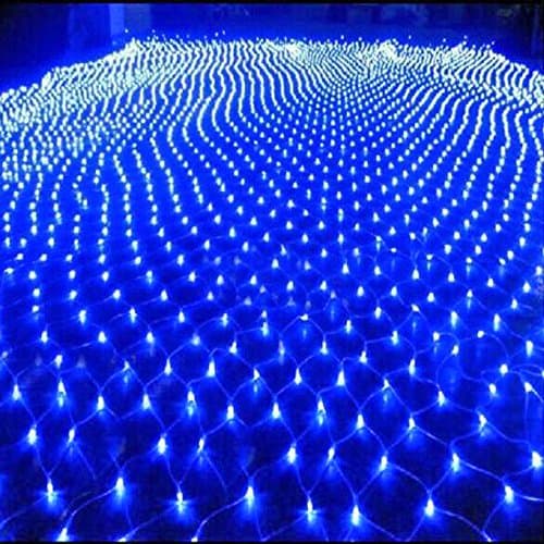 WHOMEC String Lights, 2M x 3M 210 LED Linkable Design Net Mesh Fairy String Light Ideal for Indoor Outdoor Home Garden Christmas Party Wedding110V--Blue