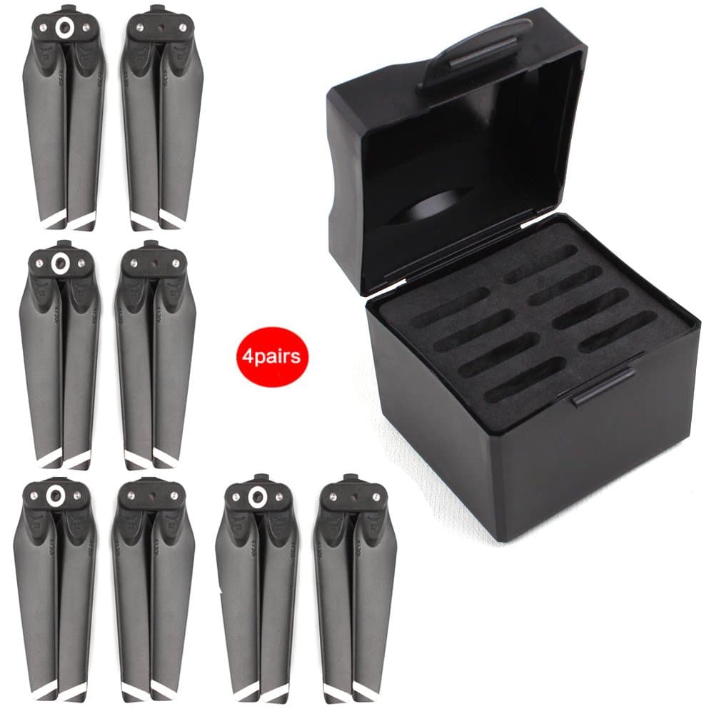 JXE 4 Pairs 4730F Propellers Quick-release White Stripe Foldable Props + Propellers Protective Case Storage Box for DJI SPARK