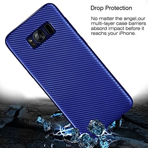 Celkase™ Thin Light Unique with Durable Soft TPU Shock-Absorbing Bumper Scratch-Resistant Non-Slip Back Cover Case for Galaxy S8 case ( Blue )…