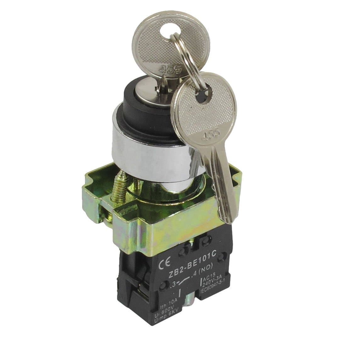 Push Button Switch 22mm Locking 1 NO Two 2-Position Keylock Selector Select Switch ZB2-BG21