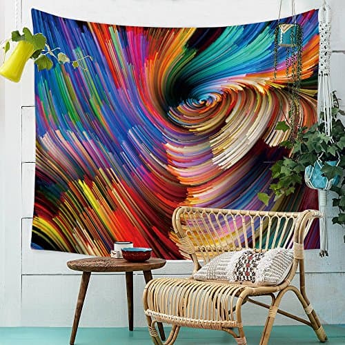 Rainbow Tapestry, Hypnotic regenbogenfarbigen Vortex Hypnotic Effect Optical Illusion Psychedelic Print, Hang on your wall for Bedroom Living Room Wohnheim 90*75cm Vortex1