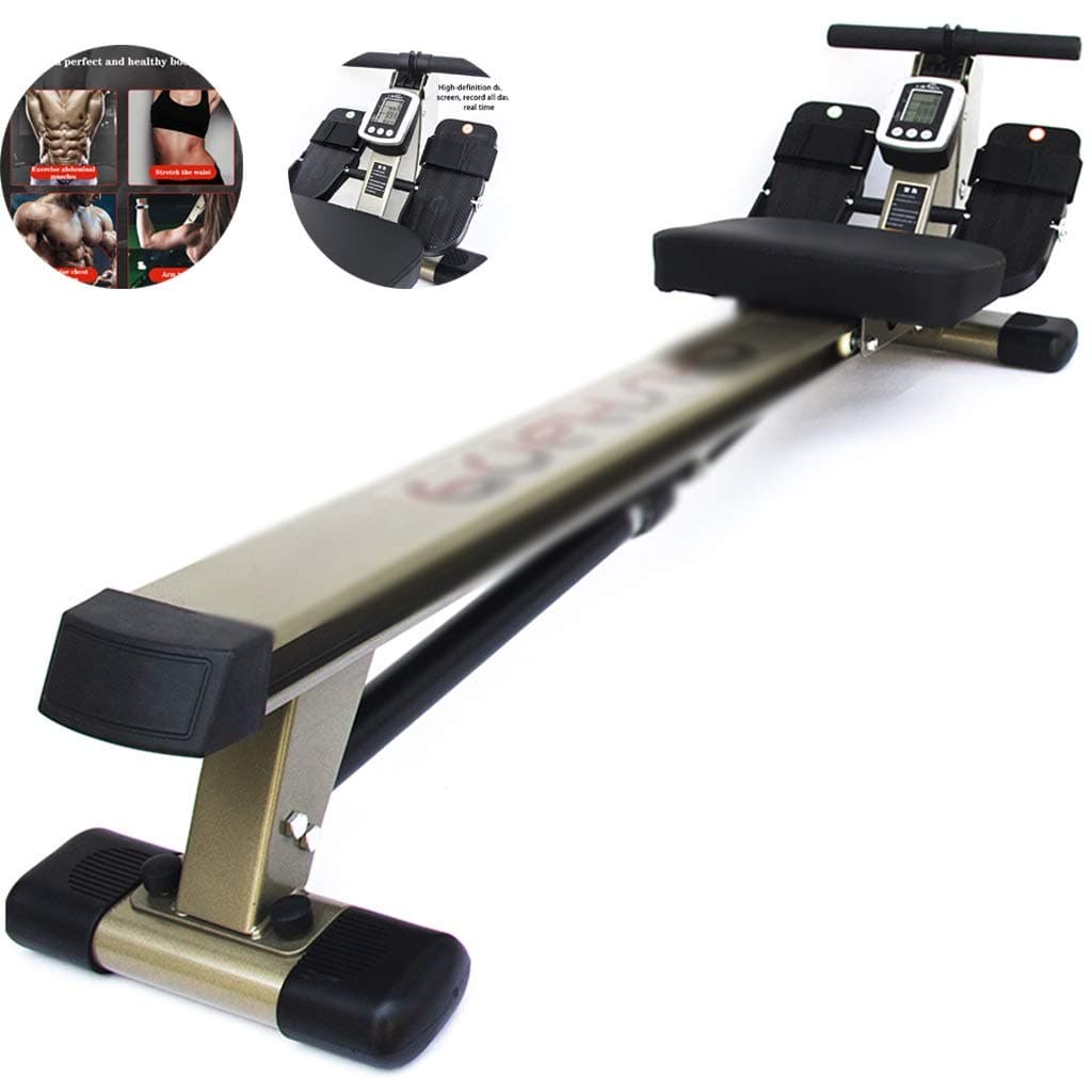 Rowing machine Rowing Machine For Home Use, Multifunctional Mute Rowing Device, Adjustable Sitting Posture Training Equipment, Bearing 150kg ( Color : Tyrant Gold , Size : 140*40*34cm )