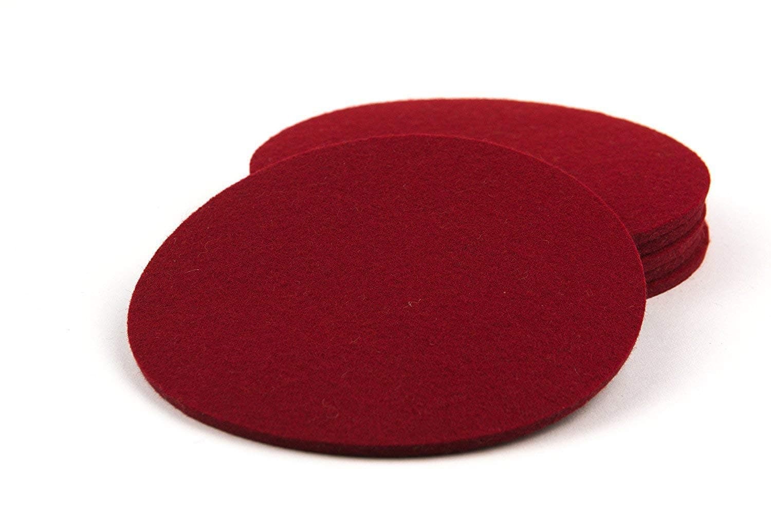 Felt Table Mat Round 10 cm for Glasses Set of 6 100% Wool Felt, Coasters Drinks Coasters Assorted Colours red
