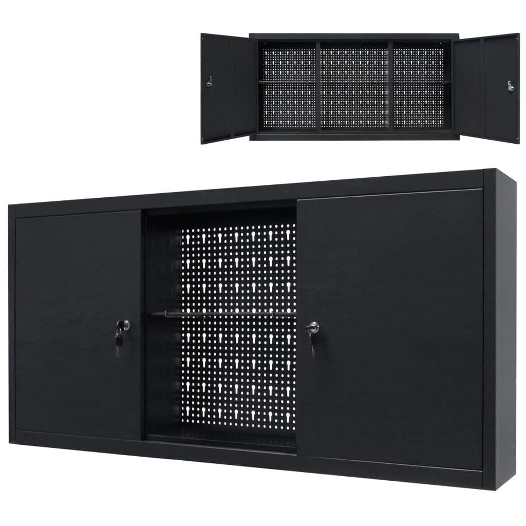 Hardware Accessories Tool Storage & Organisation Tool Cabinets Wall Mounted Tool Cabinet Industrial Metal 120x19x60 cm Black