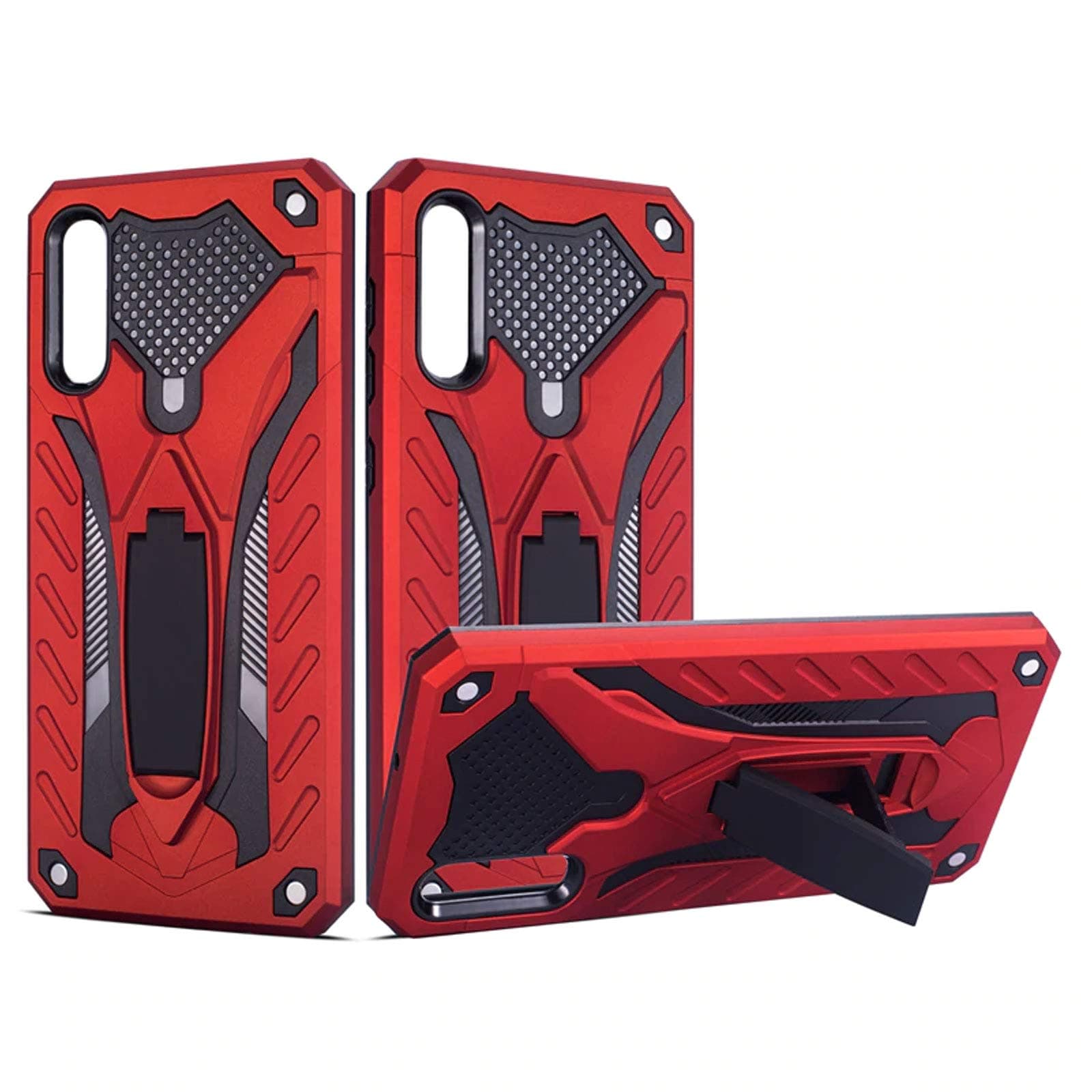 TecKraft Protective Shockproof Back Cover Armor Case with Kickstand for Honor 9X (Wine Red Shield)