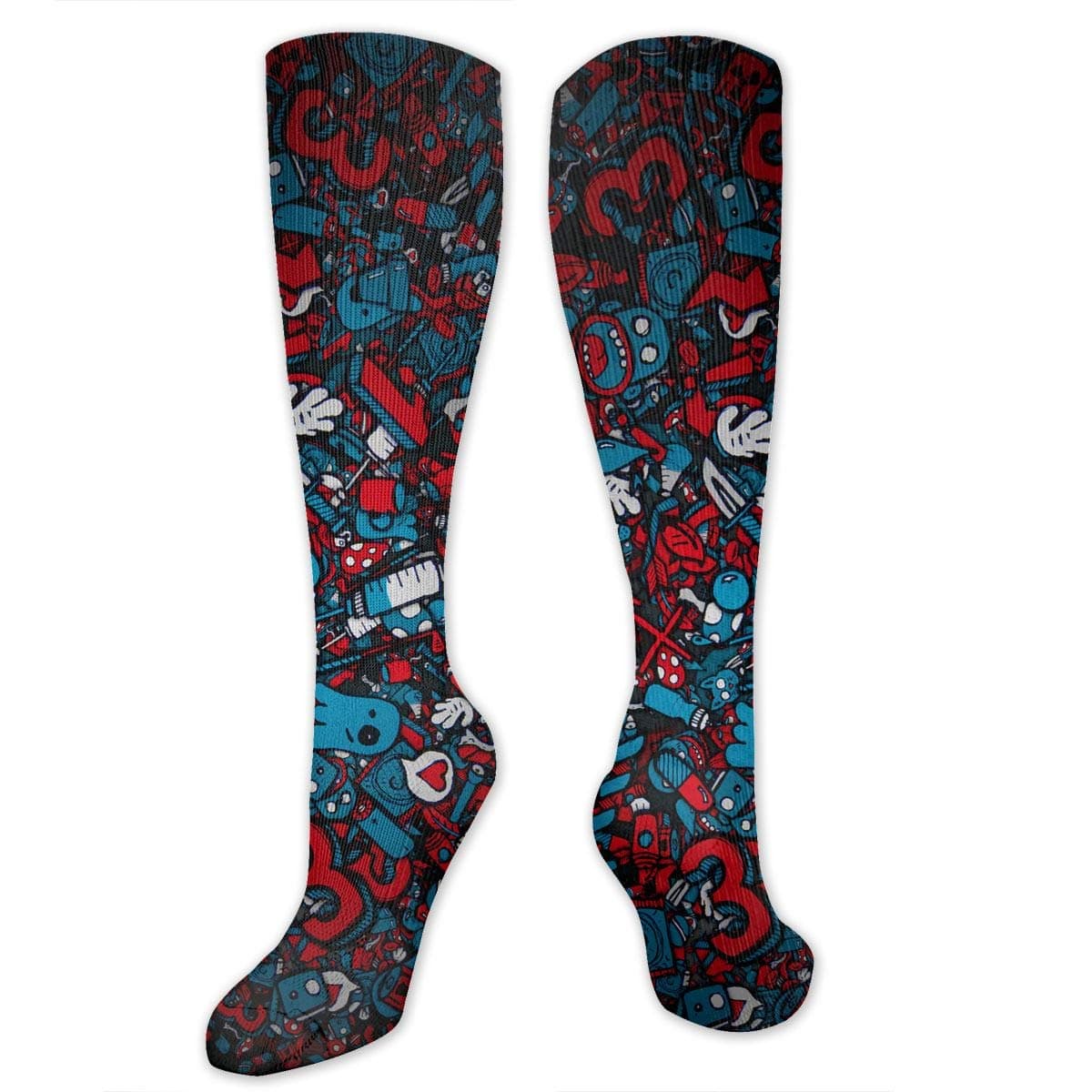 Crazy Graffiti high socks Long Socks Boot Stocking Compression Sports Socks For Women Men