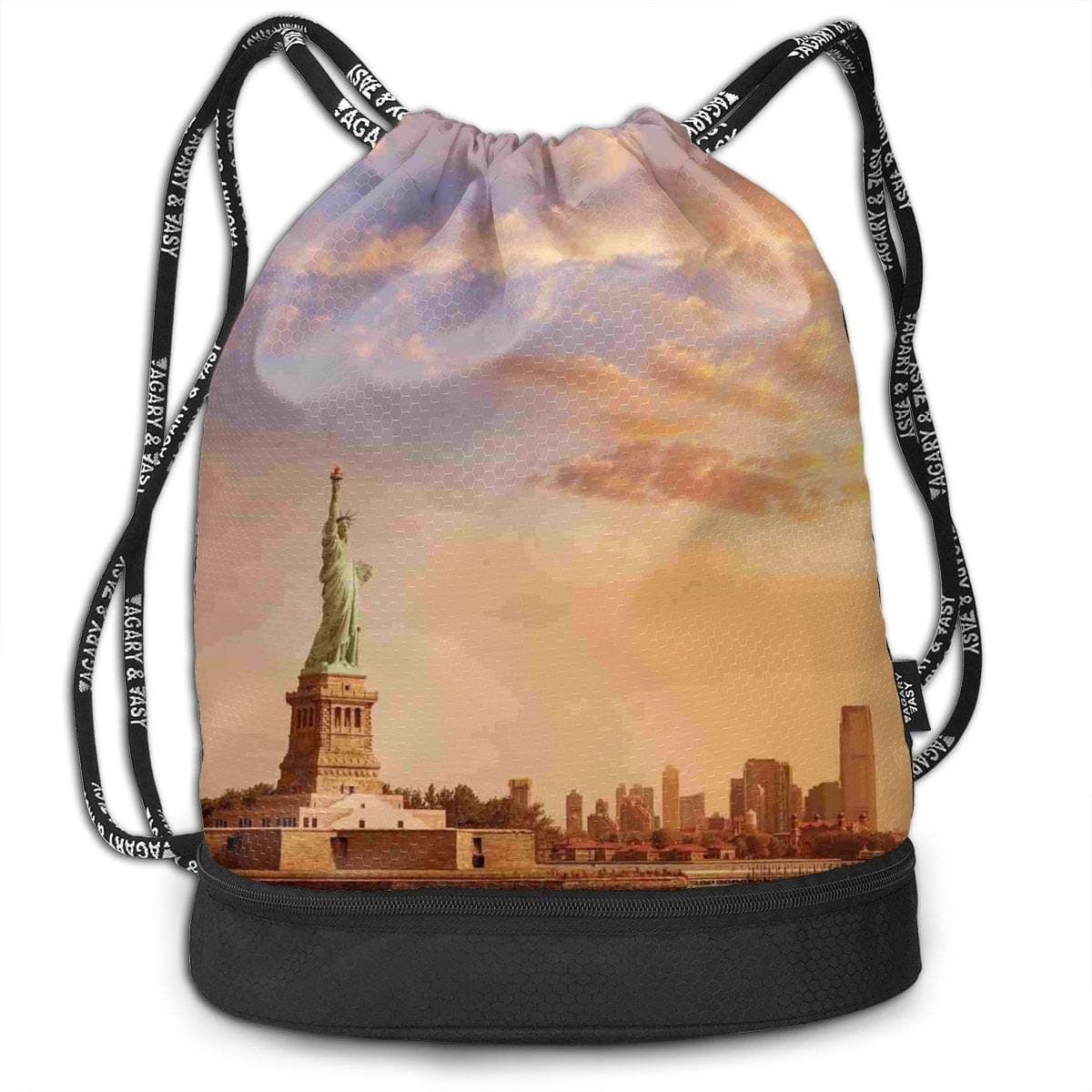 KLYDH Striped Geometric Pattern Yoga Drawstring Bag Backpack Bundle Backpack