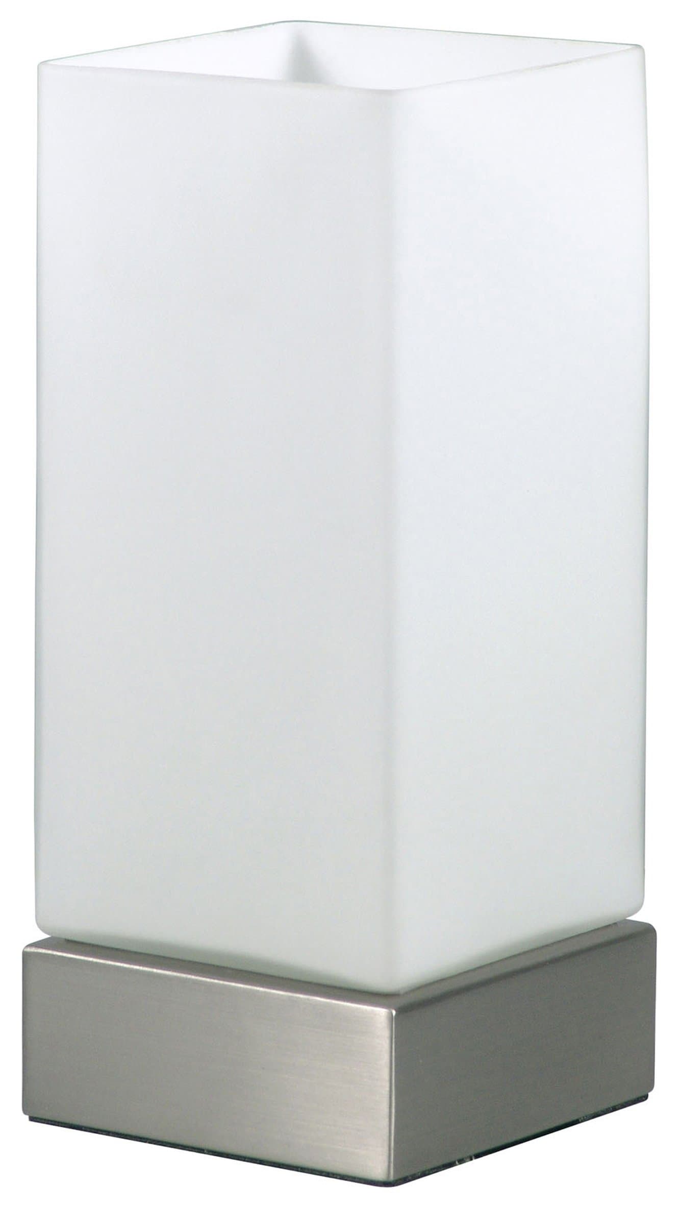 Ranex Touch Function Metal/White Glass/Brushed Steel Table Lamp, 100 x 100 x 230mm, E14 40W Excl Bulbs