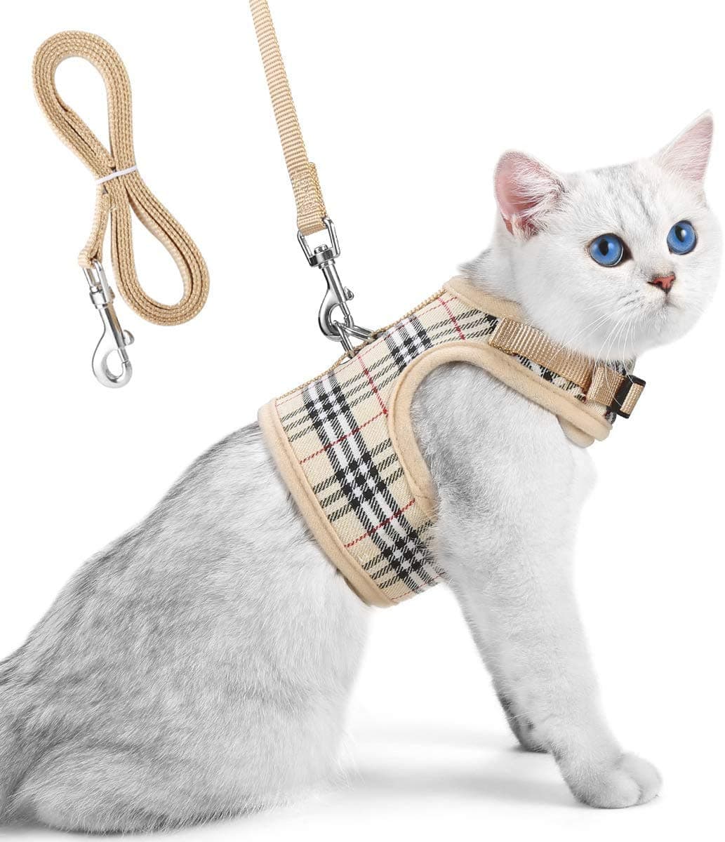 Unihubys Cat Harness with Leash Set- Adjustable Soft Mesh Material with Strong D-Ring for Peace of Mind, Great for Walking