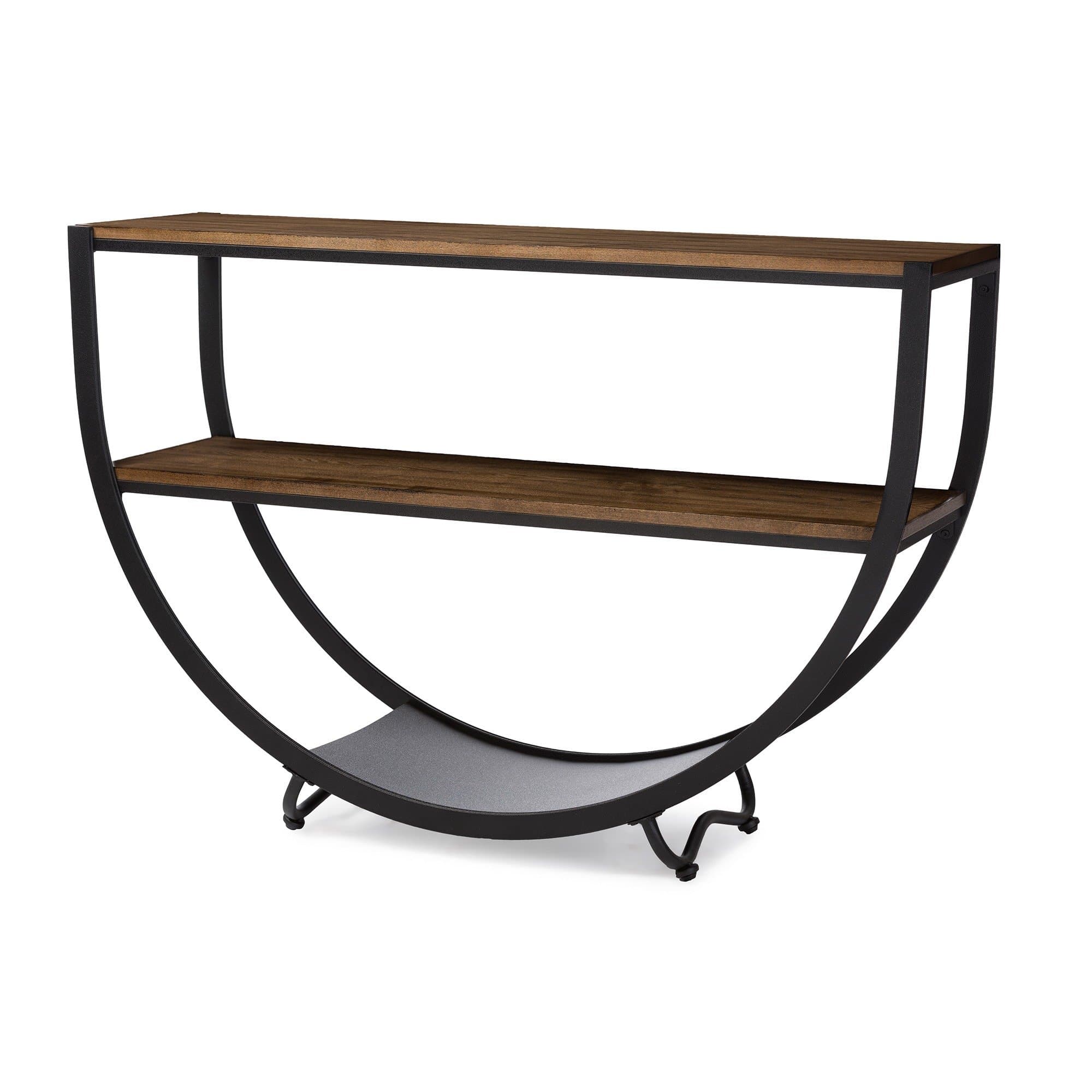 Industrial Vintage Semi Circle Console Table with Metal Frame - Includes Modhaus Living Pen