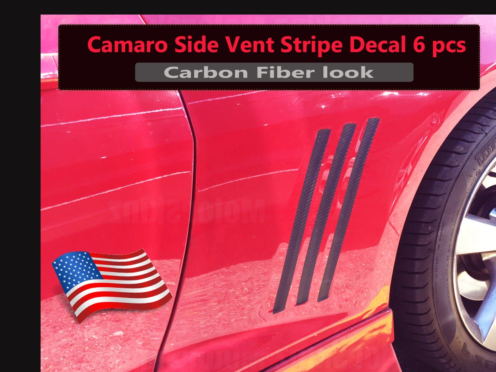 2010 2011 2012 2013 2014 2015 Chevy Camaro Side Grill Vent Blackouts Inserts Vinyl Decal Stripes Color: Black Carbon Fiber