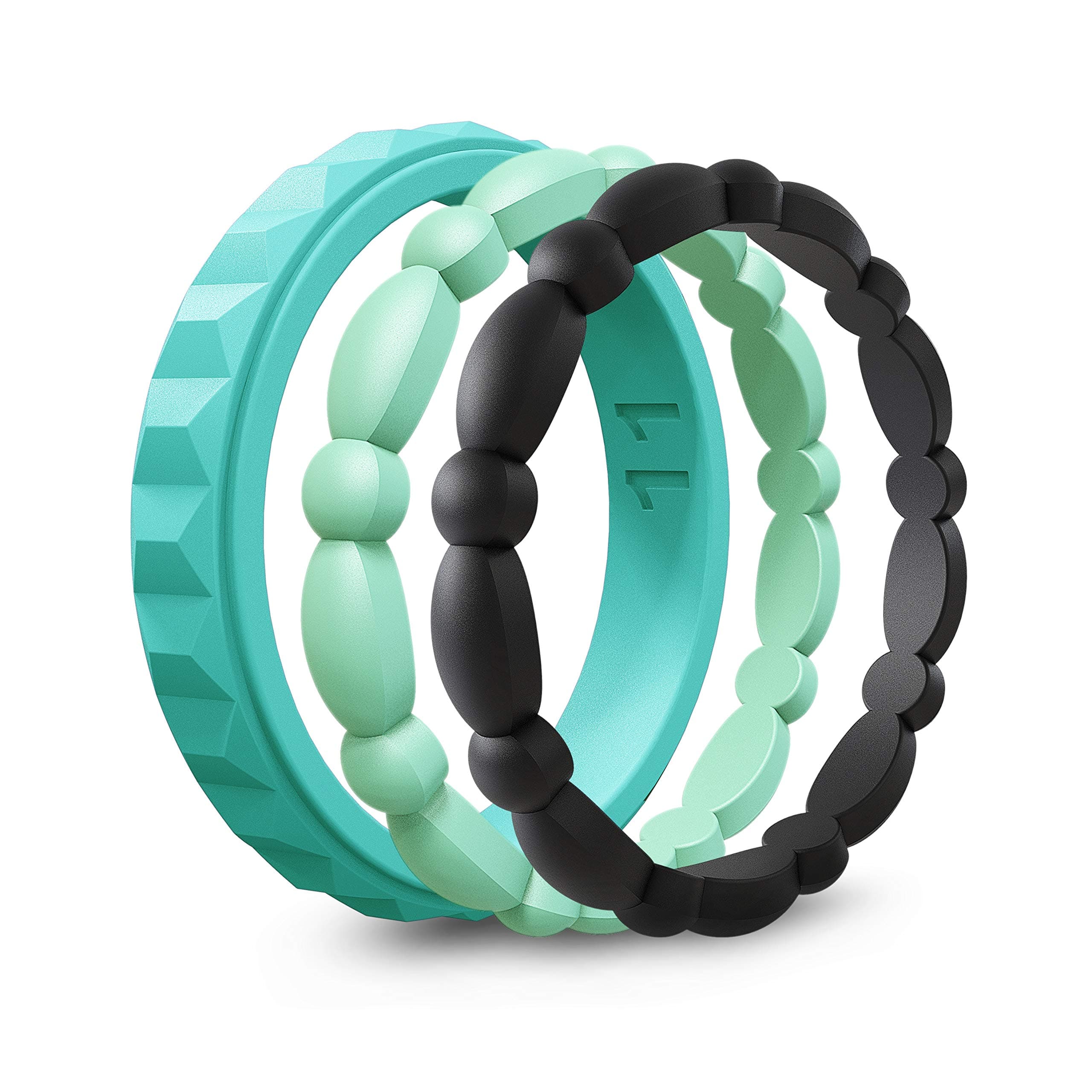 ASTERY Premium Silicone Wedding Ring for Women,Durable Stackable Thin Rubber Wedding Bands,3 Mix Style Pack 100% Guarantee