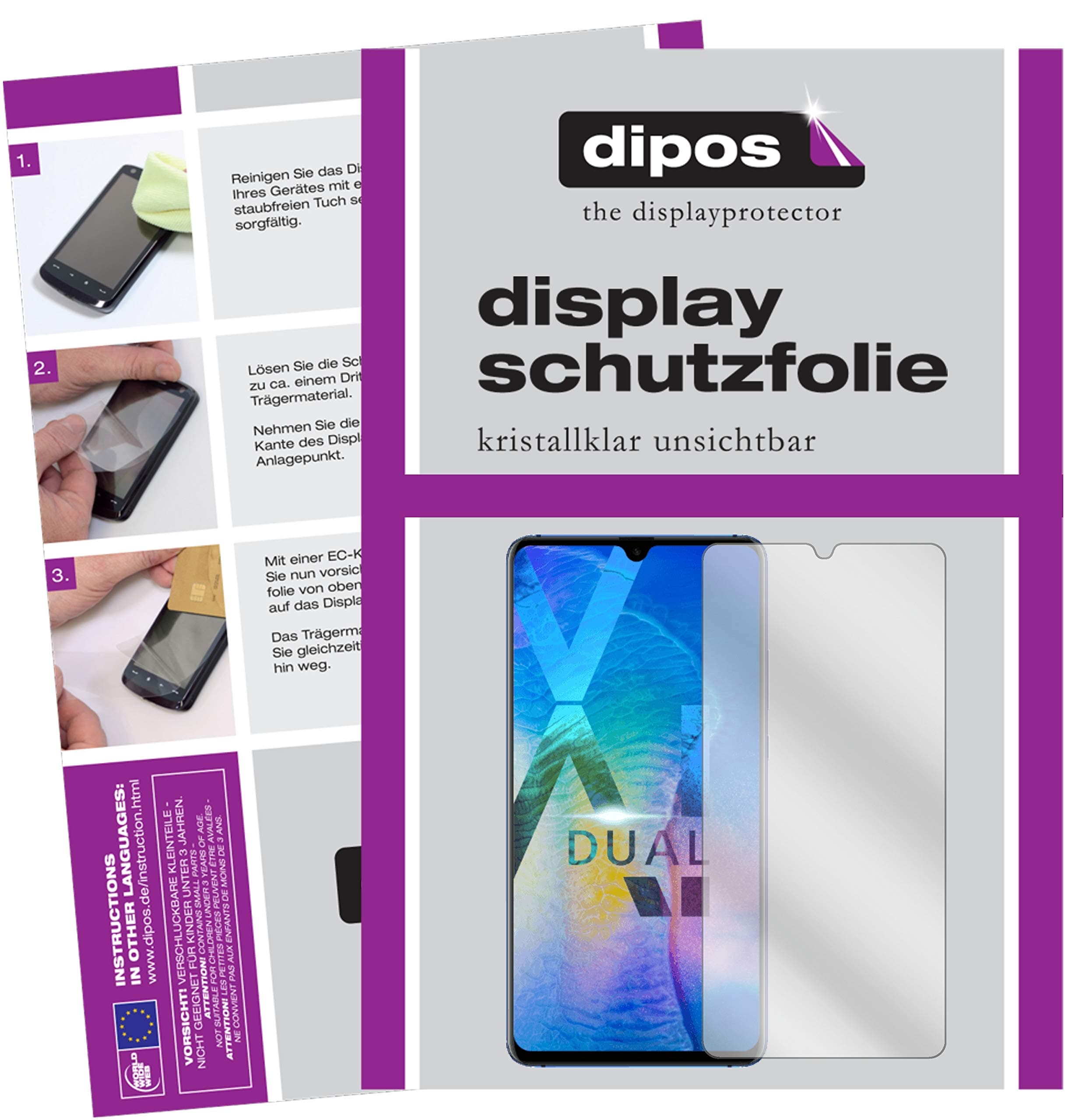 dipos I 2x Screen Protector compatible with Huawei Mate 20 X 5G Protection Films clear
