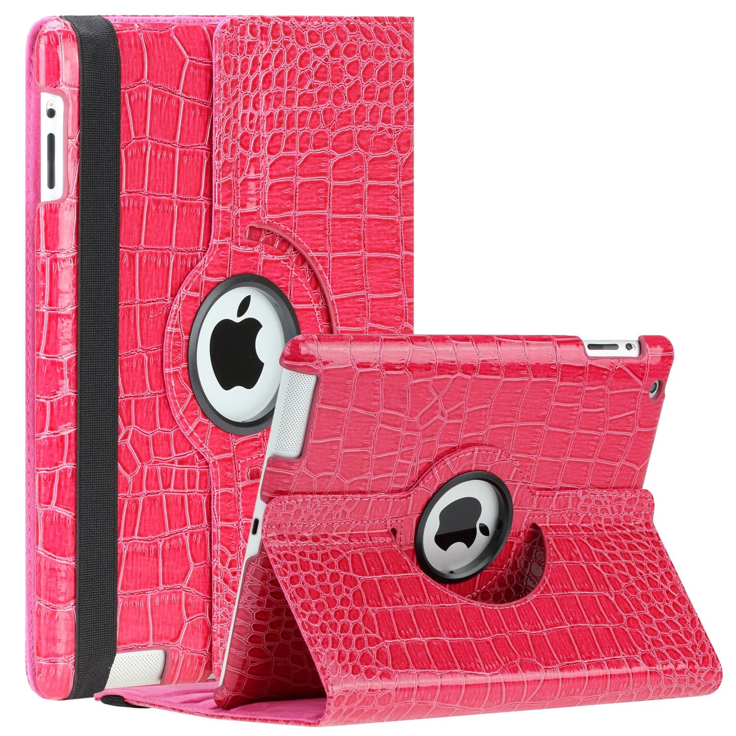 SAWE iPad Mini 1/2/3 Case - 360 Rotating Stand Case Cover with Auto Sleep/Wake Feature for Apple iPad Mini 1 / iPad Mini 2 / iPad Mini 3 with Retina Display (iPad Mini 1/2/3 Gen, Hot Pink Crocodile)