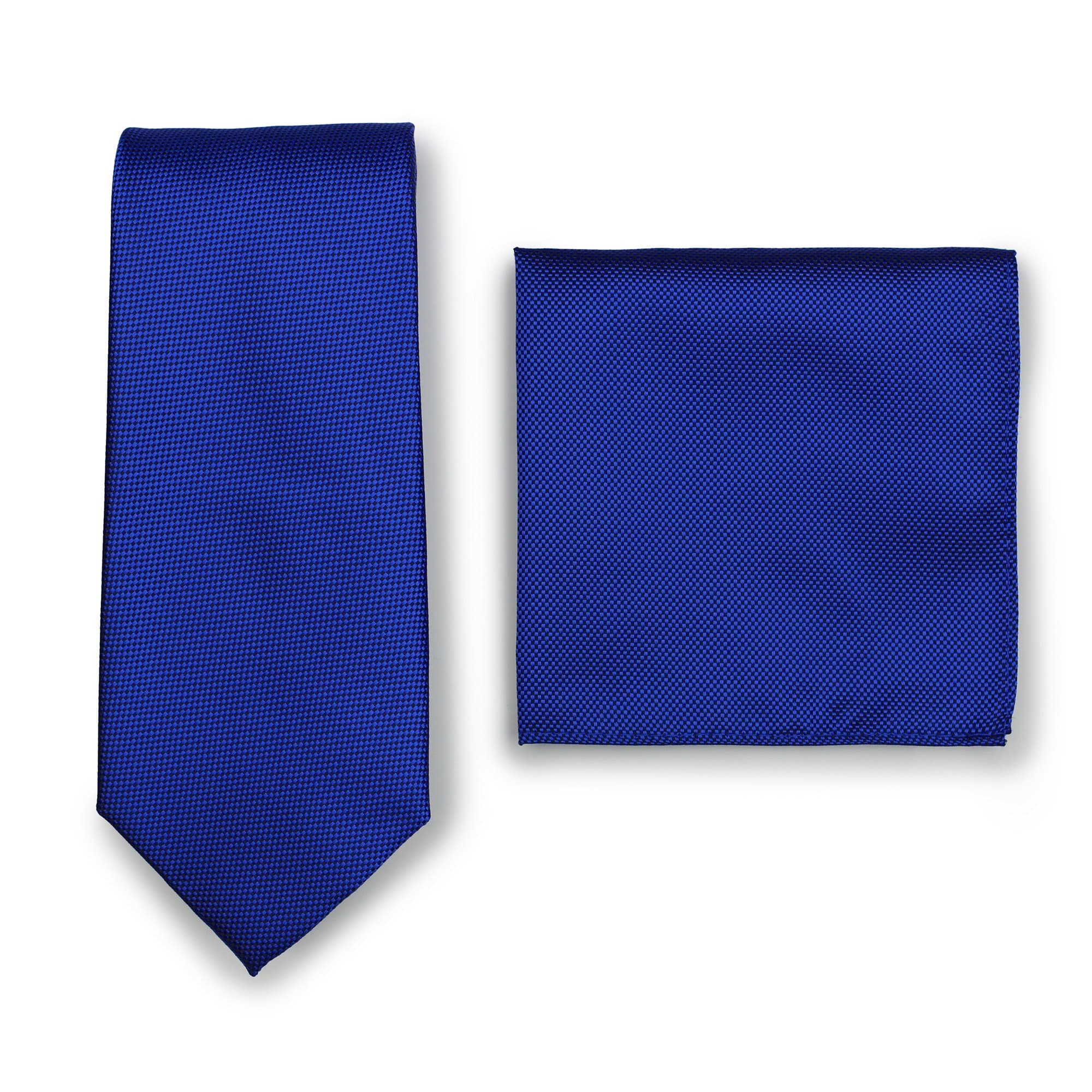 Bows-N-Ties Men's Solid Necktie and Pocket Square Set Matte Microtexture Finish