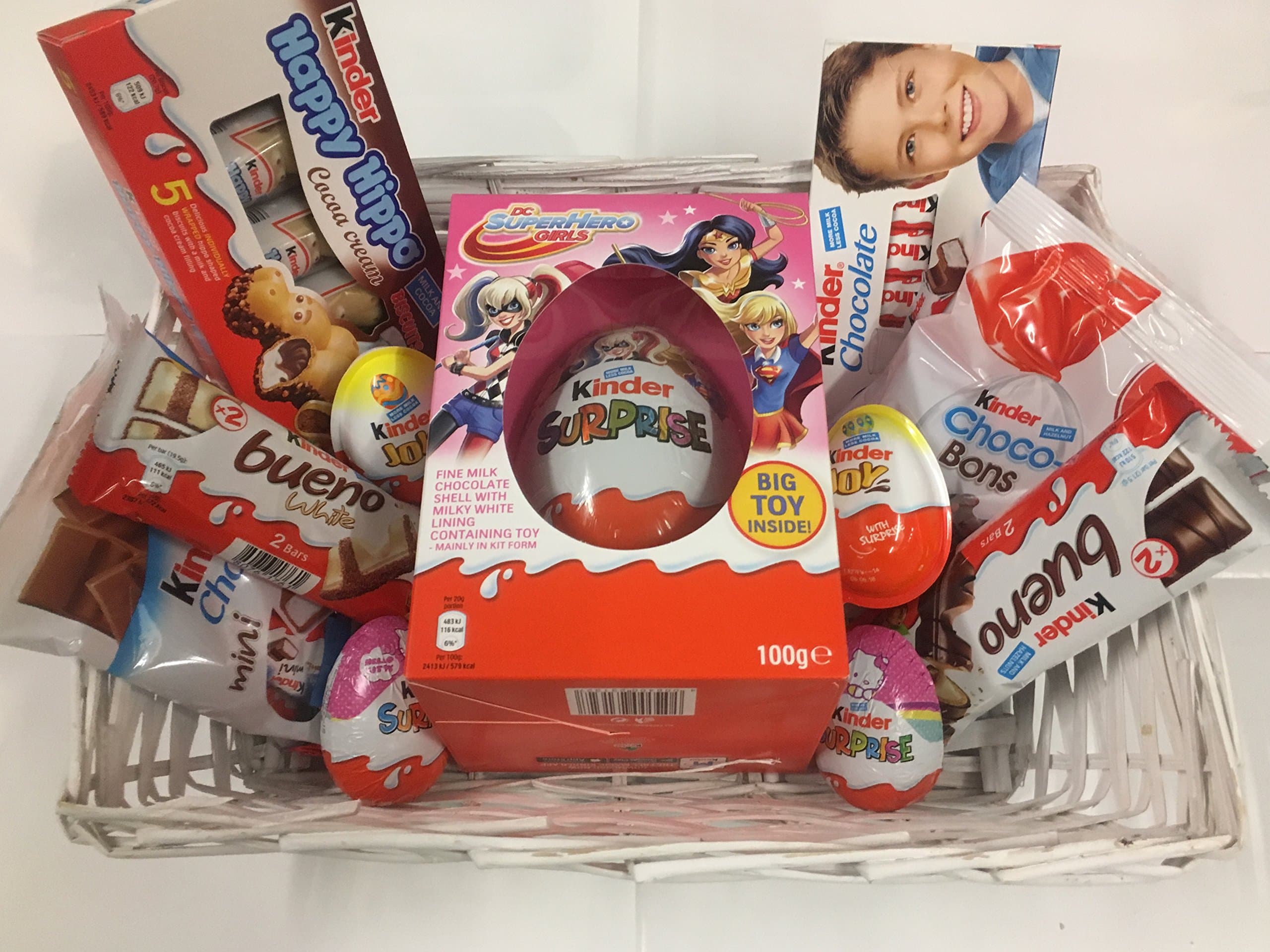 Kinder Giant Egg Mega Hamper For Kinder Lovers An ”Eggsellent” Treat In a Basket Any Time Of Year ( Characters on Packageing May vary)